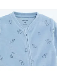 Printed Velour Sleepsuit BLUE - 3