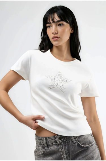 BUSEM Stone Detailed Crew Neck T-Shirt
