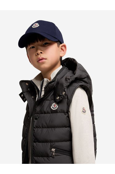 Moncler Enfant Boys Cotton Logo Baseball Cap in Navy
