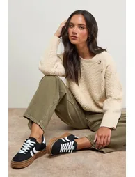 Lorina Faux Suede Lace Up Platform Trainers - 1