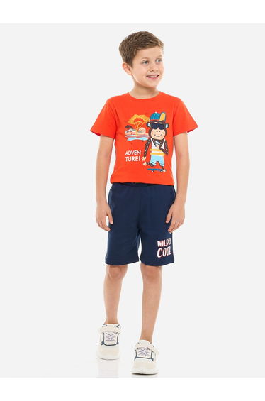 Boys Graphic Print Cotton T-Shirt and Shorts Set