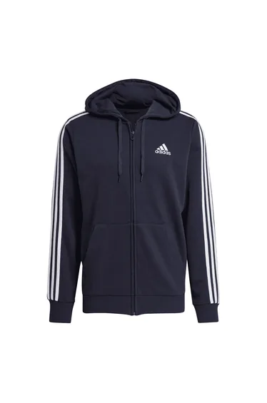 Men's adidas Essentials 3-Stripes Full-Zip Hoodie in Blue