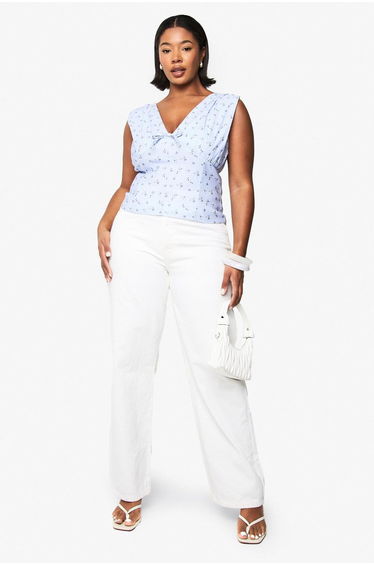 PLUS DITSY TIE DETAIL CORSET TOP