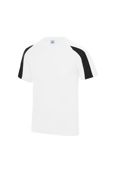 AWDis Just Cool Kids Unisex Contrast Plain Sports T-Shirt - Arctic White/Jet Black