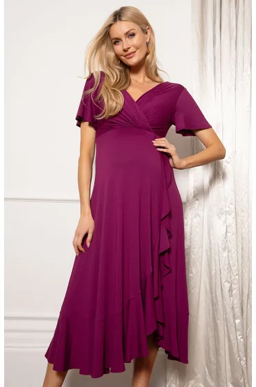 Waterfall Midaxi Dress (Plum Wine)