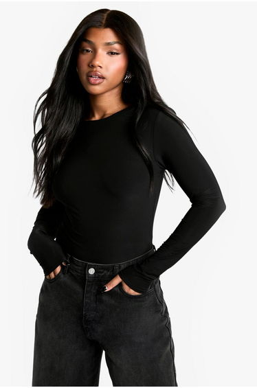 Double Layer Slinky Long Sleeve Top