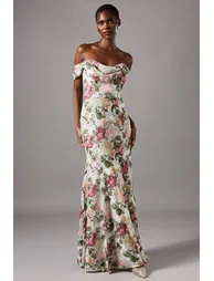 Floral Bardot Maxi Dress
