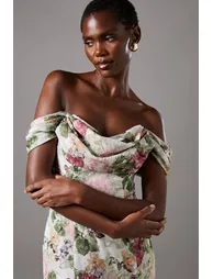 Floral Bardot Maxi Dress - 3