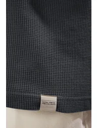 Anthracite Oversize/Wide Cut Color Block Textured T-Shirt - 6