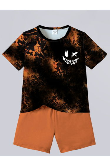 Boy Graphic Print T-Shirt with Shorts Set