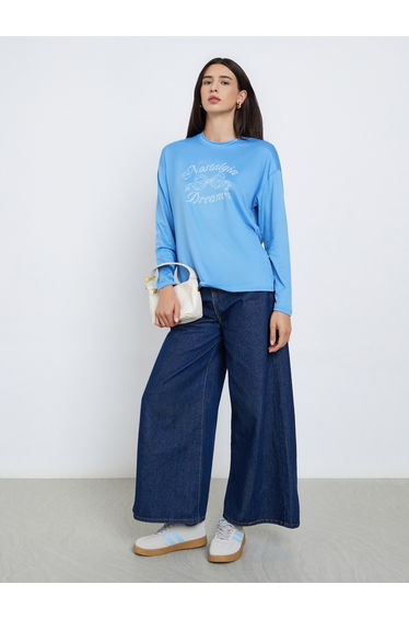 Blue Graphic Print Regular Fit T-Shirt