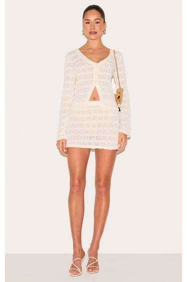 Almond Textured Mid Rise Mini Skirt