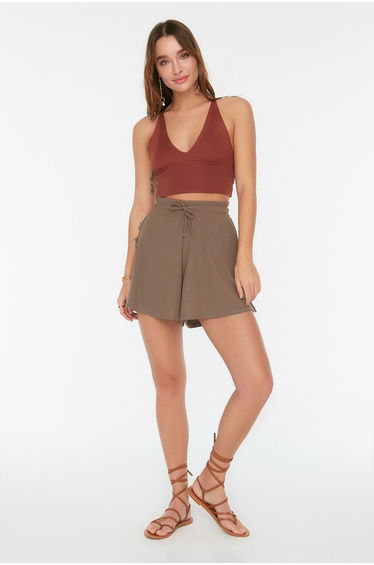 Shorts - Brown - High Waist