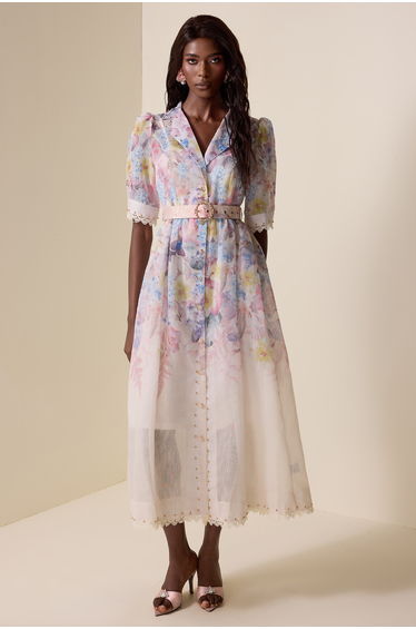 Rachel Floral Lace Midi Dress