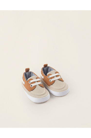 Deck Shoes for Newborns, Beige/Camel