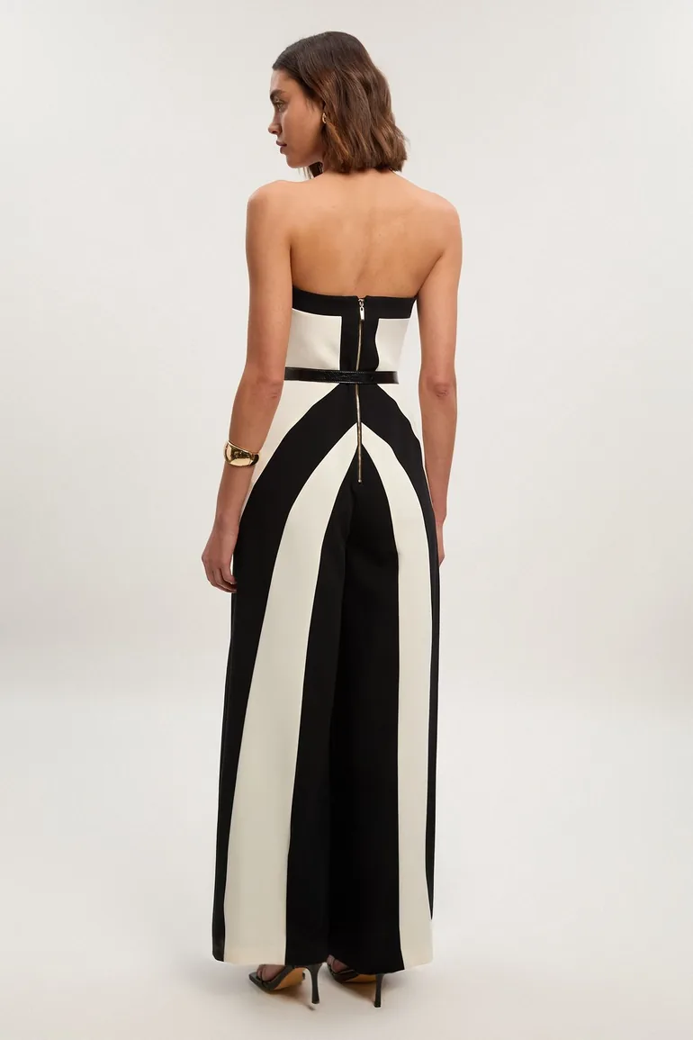 Compact Stretch Colour Block Tailored Bandeau Jumpsuit - 2