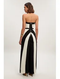 Compact Stretch Colour Block Tailored Bandeau Jumpsuit - 2