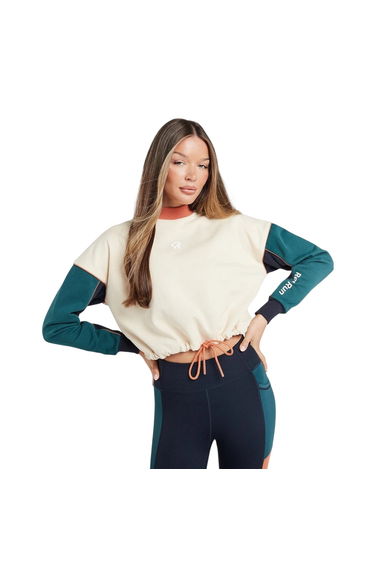 Red Run Womens/Ladies Cotton Blend Cropped Sweatshirt - Cream