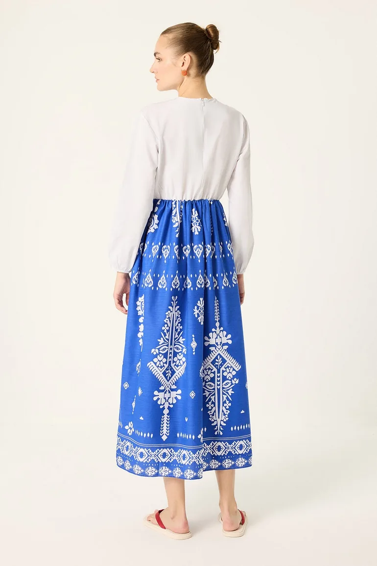 Waist-Tied Poplin Dress - 4