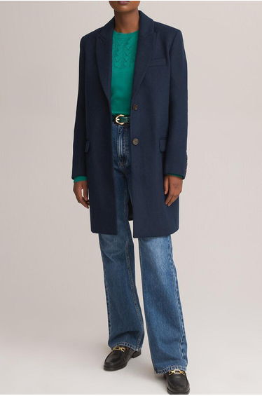 Single-Breasted Coat with Buttons