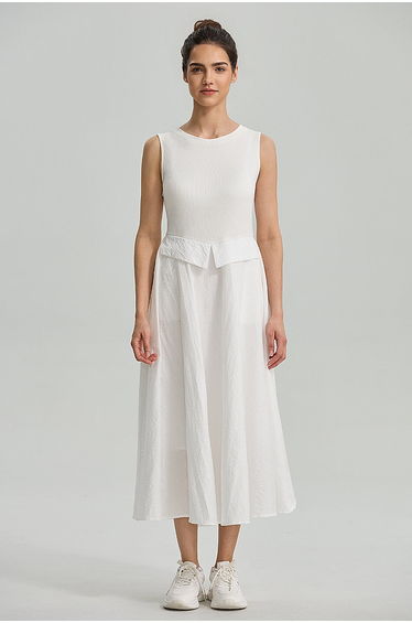 Sleeveless Ribbed Flare Dress
