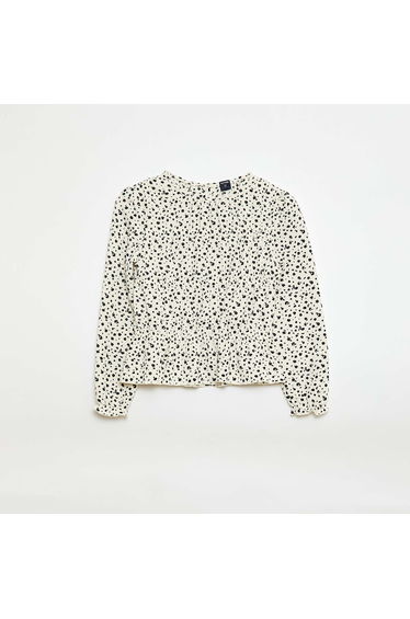 Crepe Knit Patterned Blouse WHITE