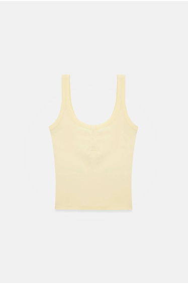 Dilvin Ribbed Crop Cami Blouse