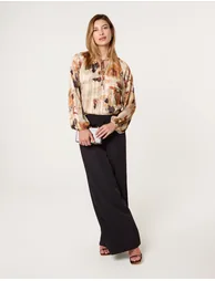 Printed Tie Neck Blouse - 2