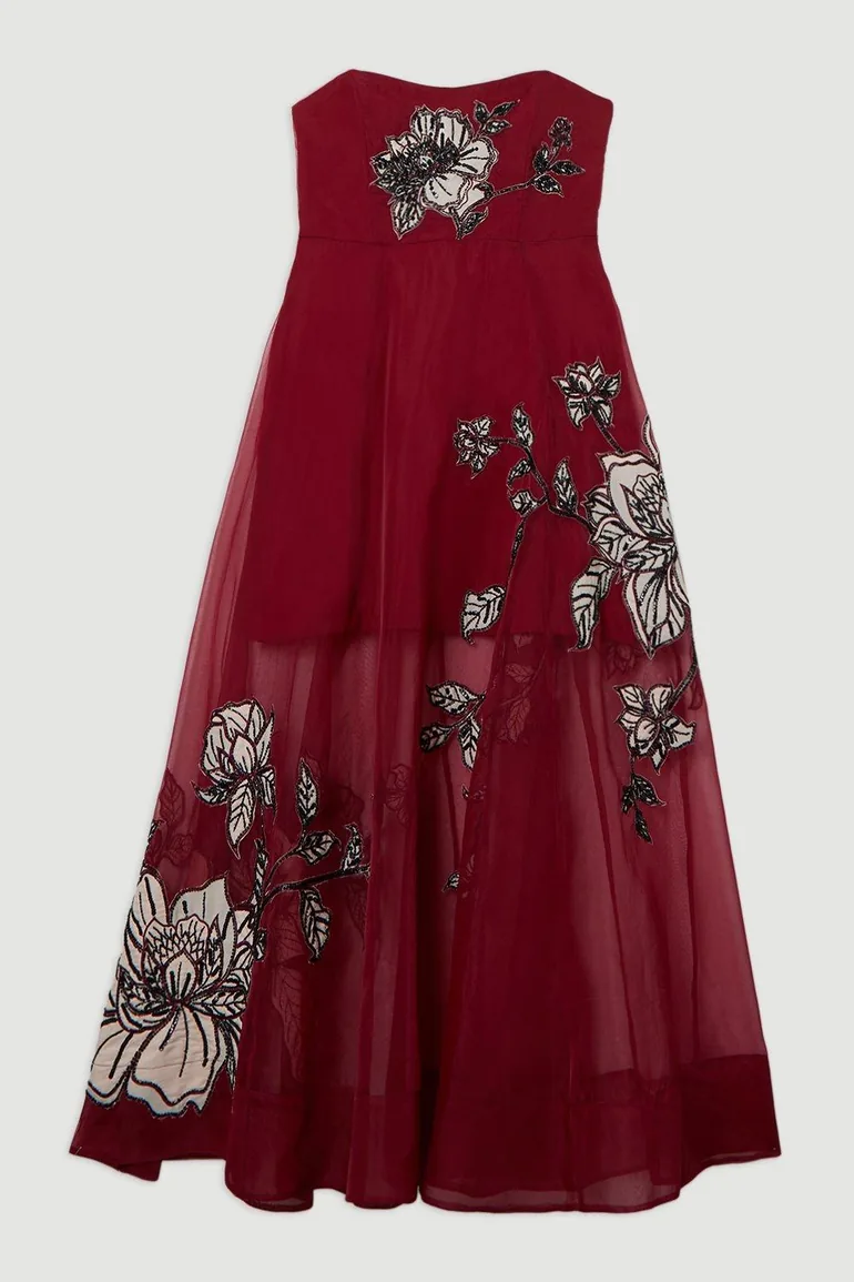 floral applique organdie woven maxi dress KAREN MILLEN Tall Applique Organdie Woven Maxi Dress