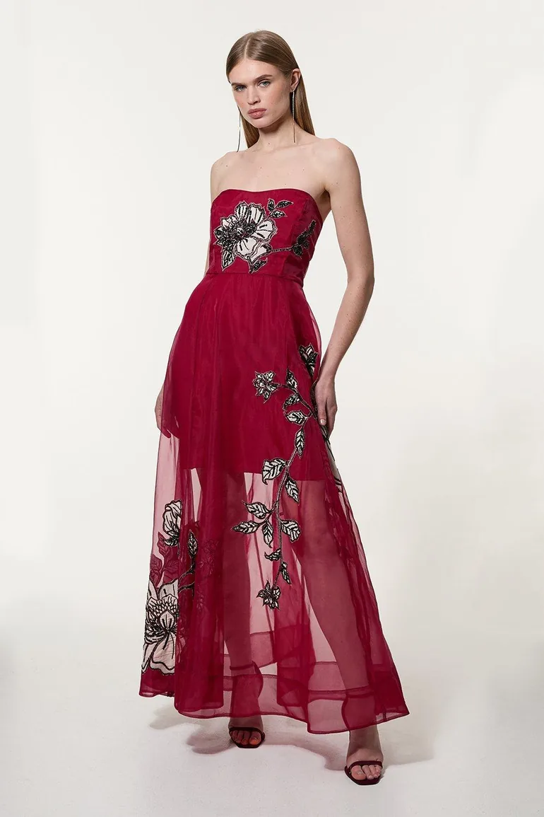 floral applique organdie woven maxi dress Blue Short Sleeve Sleeve Floral Applique Organdie Woven Maxi Dress