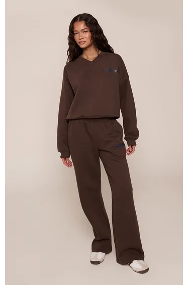 Chocolate Editions Print V Neck Off Shoulder Sweatshirt