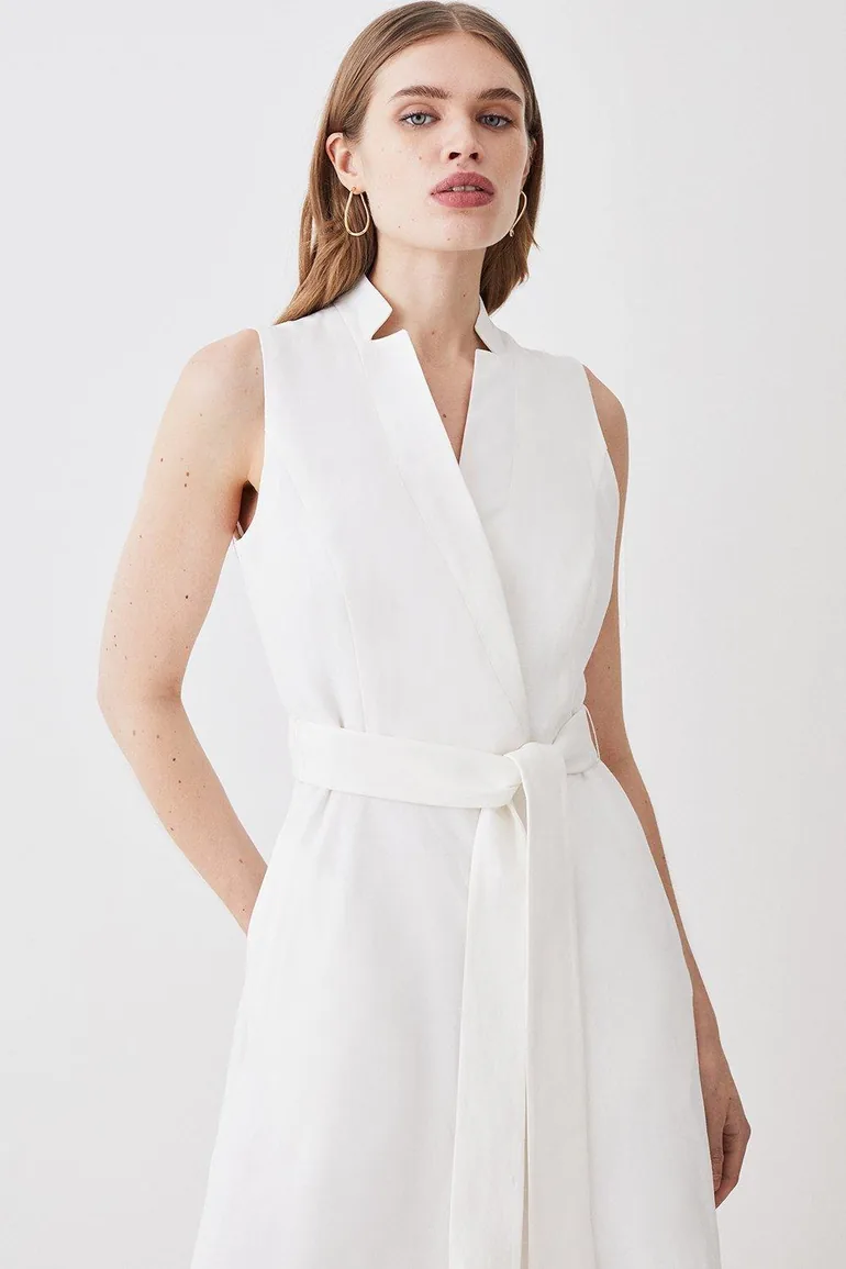 lydia millen linen tie belted midaxi dress KAREN MILLEN Lydia Millen x Karen Millen - Linen Tie Belted Midaxi Dress