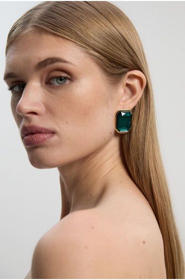 Crystal Look Oval Stud Earrings