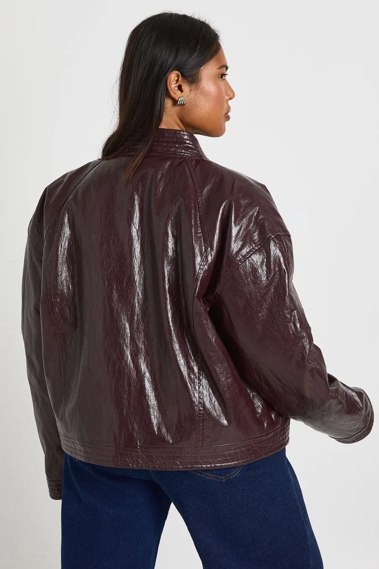 Plus Faux Leather Oversized Jacket - 2