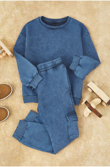 Indigo Plain Knitted Bottom - Top Set