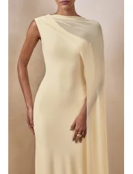 Mirelle | Lemon High-Neck Maxi Dress With Cape-Sleeve - 2