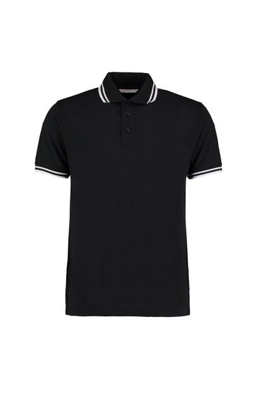 Kustom Kit Mens Tipped Cotton Pique Polo Shirt - Black/White