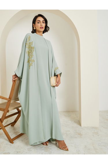 Women Layered Look Jalabiya with Lace Trim