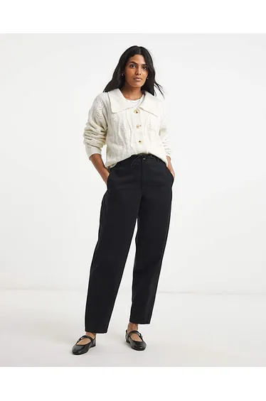 Black Adjustable Peg Leg Trouser