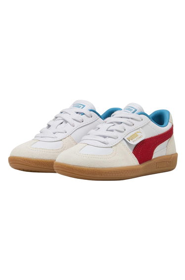 Puma Childrens/Kids Palermo Leather Low Cut Flat Trainers - White/Red