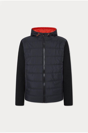 Hackett Sport Padded Hooded Hybrid Jacket Black