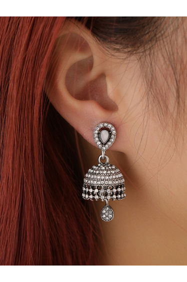 Embellished Bell Shape Jhumka Tassel Earrings