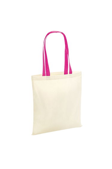 Westford Mill Contrast Handle Tote Bag - Natural/Fuchsia