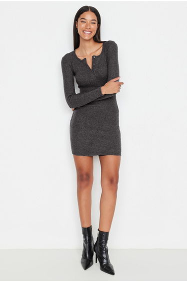 Dress - Gray - Bodycon