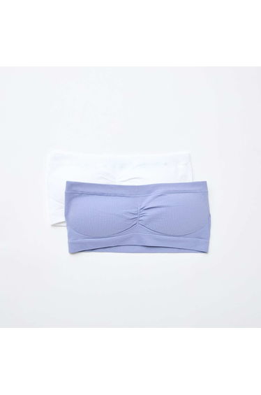 2-Pack Seamless Rib Bandeau Bras BLUE