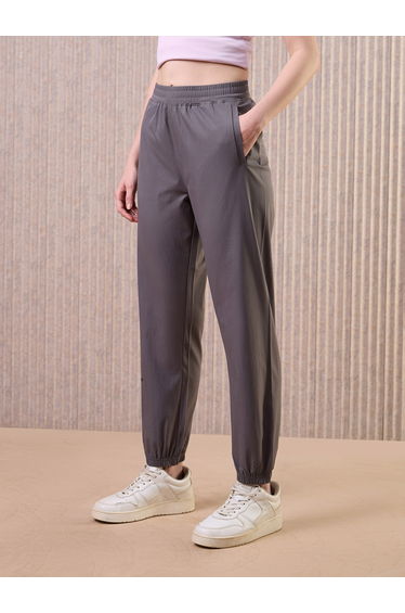 Women Grey Solid 2-Way Stretch Joggers