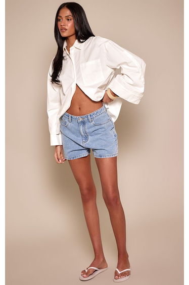 Tall Light Blue High Waist Denim Mom Shorts