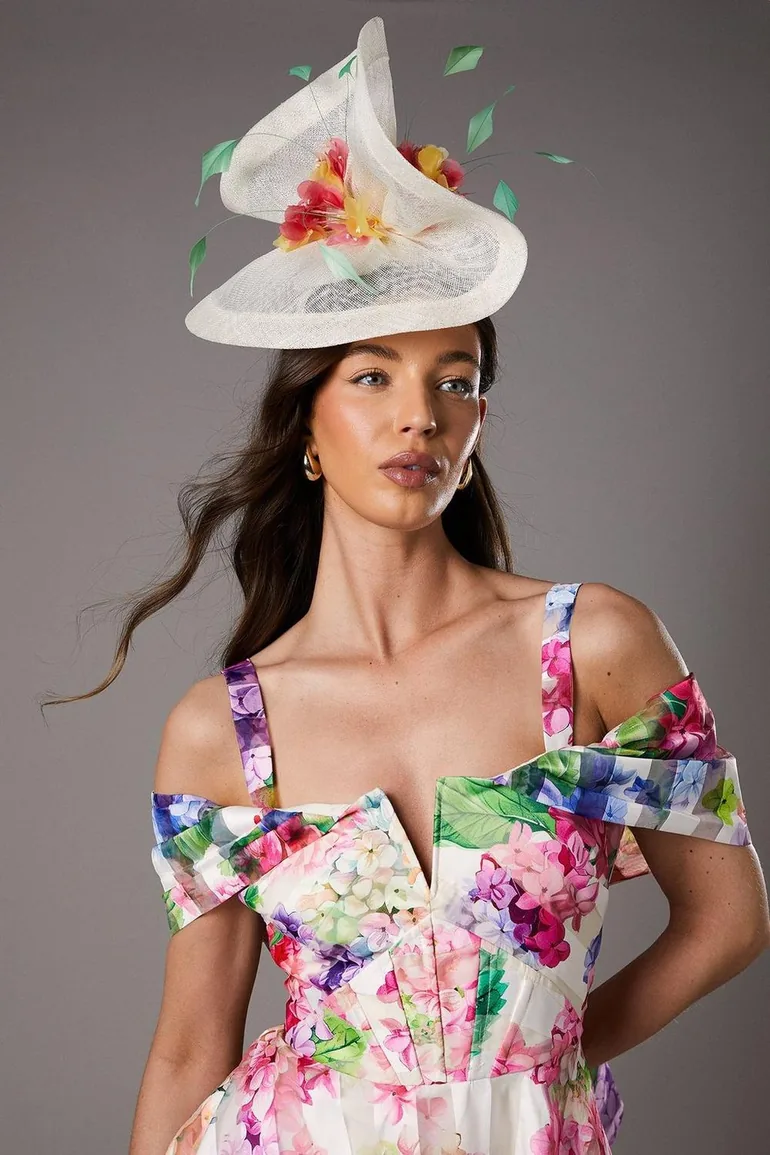 Lisa Tan Printed Organza Bardot Midi Dress - 3