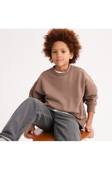 Washed Fleece Crew Neck Sweatshirt