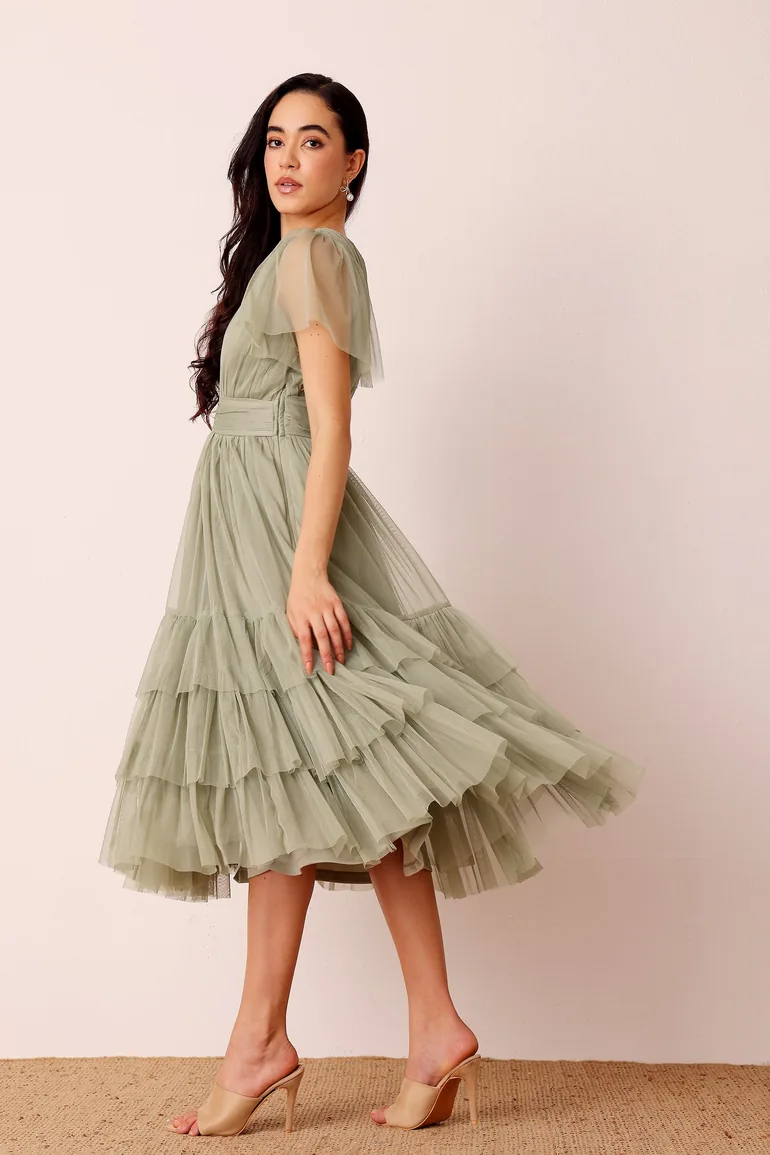 dusty sage midi dress Everleigh - Dusty Sage Midi Dress